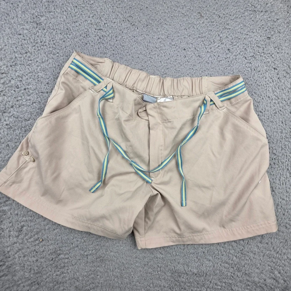 Nike Ribnon Belt Shorts Women Large Tan Beige Lightweight Golf Tennis Gorpcore‎
